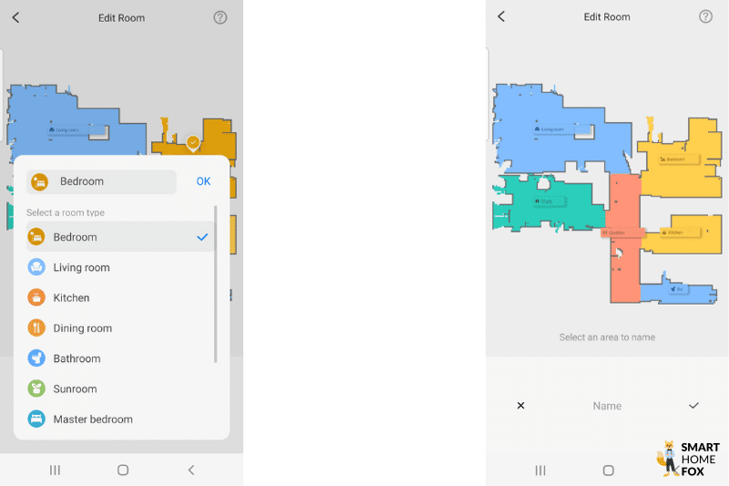 Räume werden in der Roborock Q7 Max App benannt